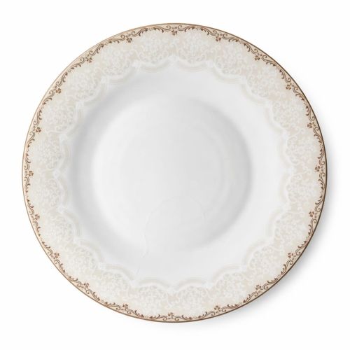 Farfurie întinsă 28 cm din opal cu detalii aurii premium