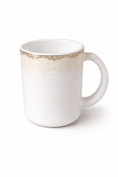 Cană 280 ml din opal elegantă cu detalii aurii