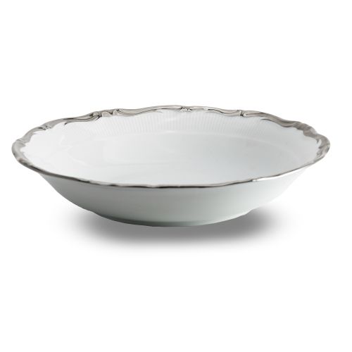 Farfurie adâncă Royal Silver din porțelan, bordură argintie – 23 cm