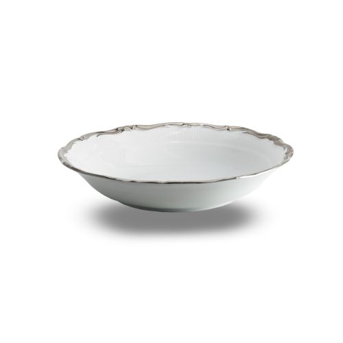 Farfurie adâncă Royal Silver din porțelan, bordură argintie – 20,5 cm