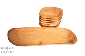 Set platouri pentru servit din lemn-6+1