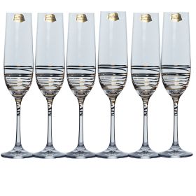 SET 6 PAHARE SAMPANIE 190 ML BOHEMIA CRISTALIN – SPIRAL GOLD
