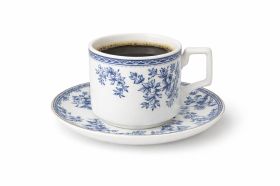 Set Cești Cafea/Ceai 6 Persoane, 12 Piese, Ceramică, Model Floral Alb/Albastru