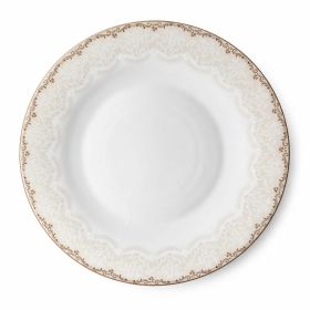 Farfurie întinsă 28 cm din opal cu detalii aurii premium