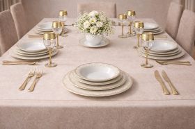 Farfurie întinsă 23 cm din opal decor auriu elegant