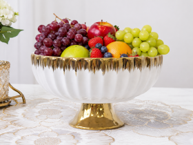 Fructieră porțelan pe picior, 30cm