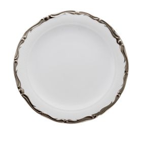 Farfurie întinsă din porțelan alb cu bordură argintie – Royal Silver