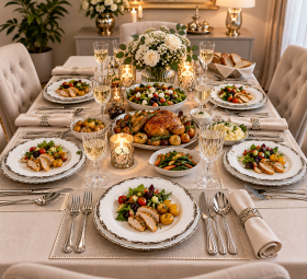 Farfurie întinsă din porțelan alb cu bordură argintie – Royal Silver