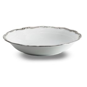 Farfurie adâncă Royal Silver din porțelan, bordură argintie – 23 cm
