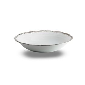 Farfurie adâncă Royal Silver din porțelan, bordură argintie – 20,5 cm