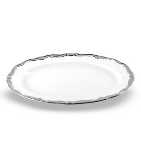 Platou oval din porțelan Royal Silver, bordură argintie – 32 × 22 cm ✨